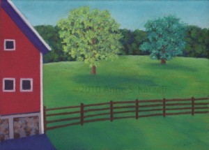 “Mary’s Farm”, pastel, © 2010 Anne S. Katzeff